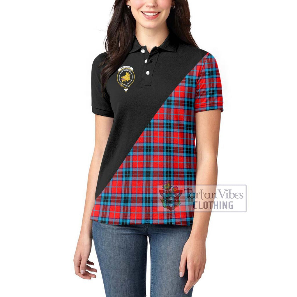 MacTavish (McTavish) Tartan Women's Polo Shirt with Family Crest and Military Logo Style - Tartanvibesclothing Shop