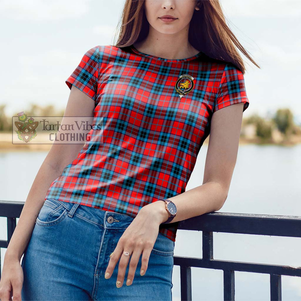 MacTavish (McTavish) Tartan Cotton T-Shirt with Family Crest Women's Shirt - Tartanvibesclothing Shop