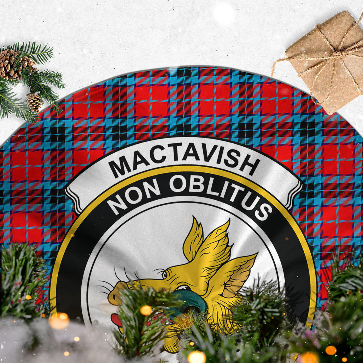 MacTavish (McTavish) Tartan Christmas Tree Skirt with Family Crest - Tartan Vibes Clothing