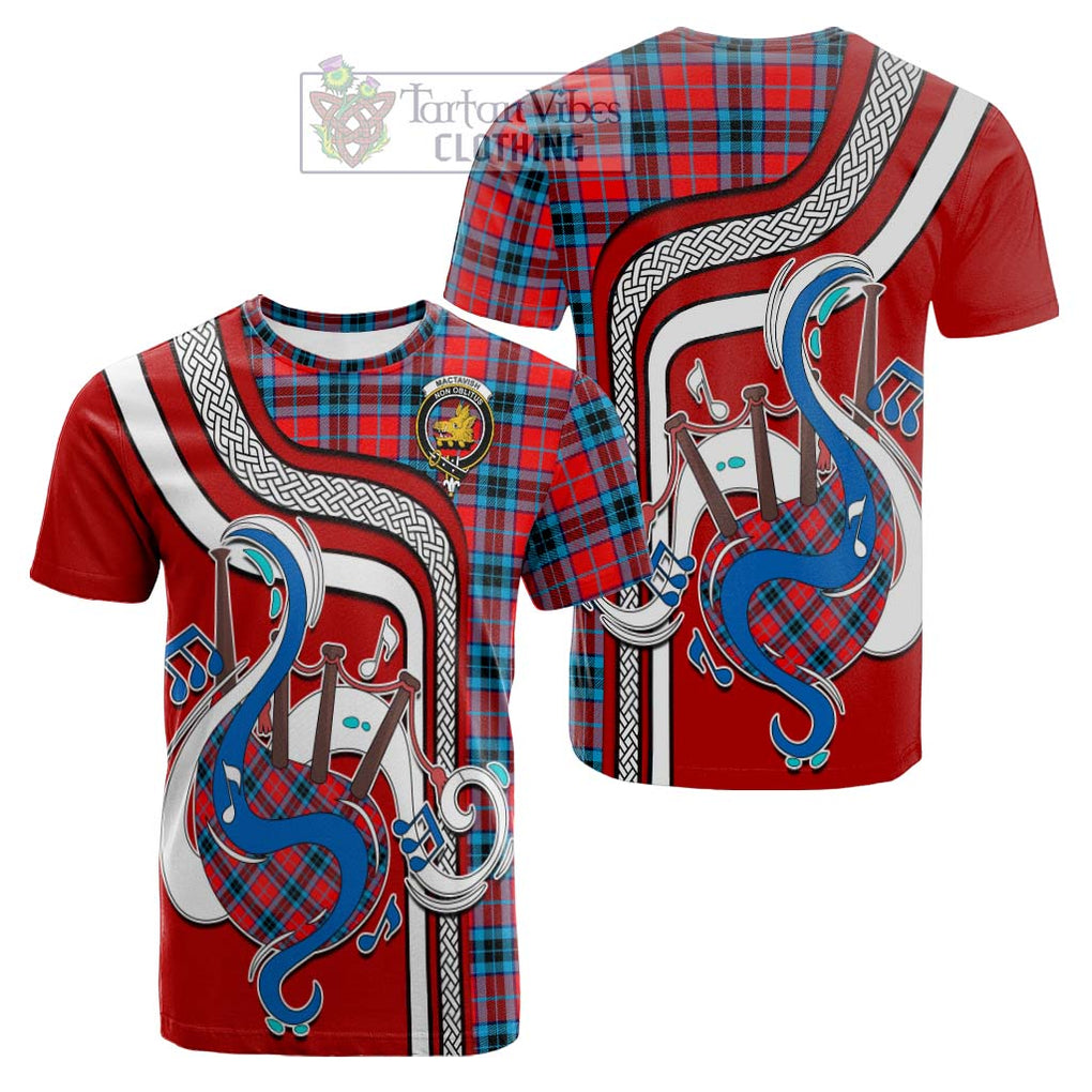 Tartan Vibes Clothing MacTavish Modern Tartan Cotton T-shirt with Epic Bagpipe Style