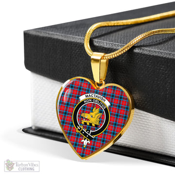 MacTavish (McTavish) Tartan Heart Necklace with Family Crest