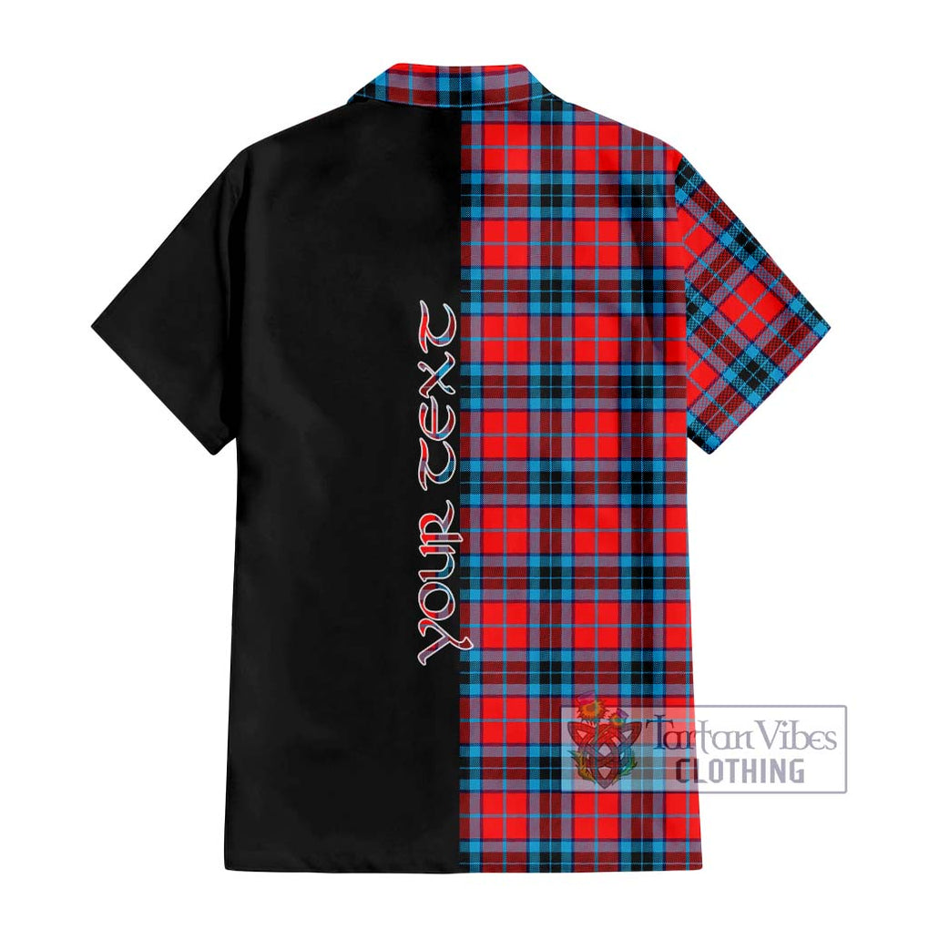 MacTavish (McTavish) Tartan Short Sleeve Button Shirt with Family Crest and Half Of Me Style - Tartanvibesclothing Shop