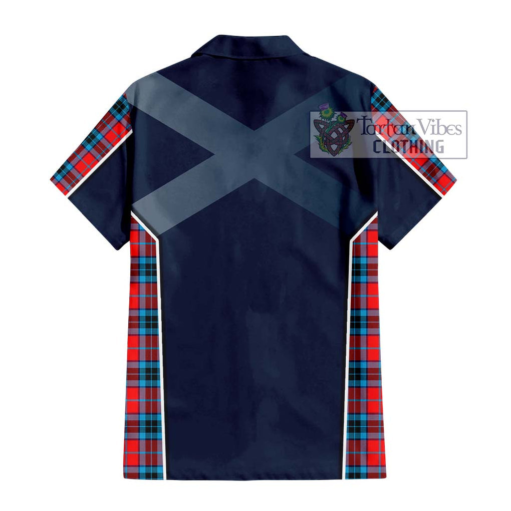 MacTavish (McTavish) Tartan Short Sleeve Button Shirt with Family Crest and Lion Rampant Vibes Sport Style - Tartan Vibes Clothing