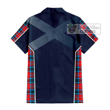 MacTavish (McTavish) Tartan Short Sleeve Button Shirt with Family Crest and Lion Rampant Vibes Sport Style