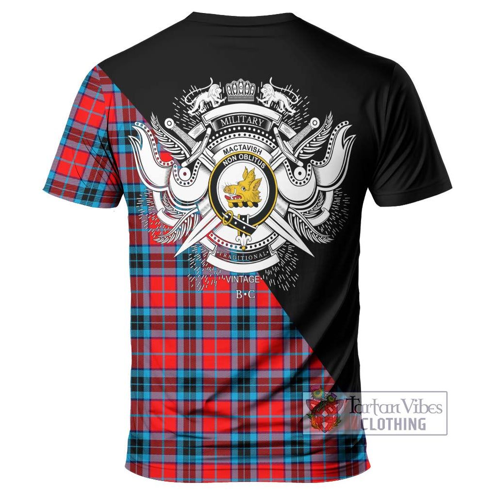 MacTavish (McTavish) Tartan T-Shirt with Family Crest and Military Logo Style - Tartanvibesclothing Shop