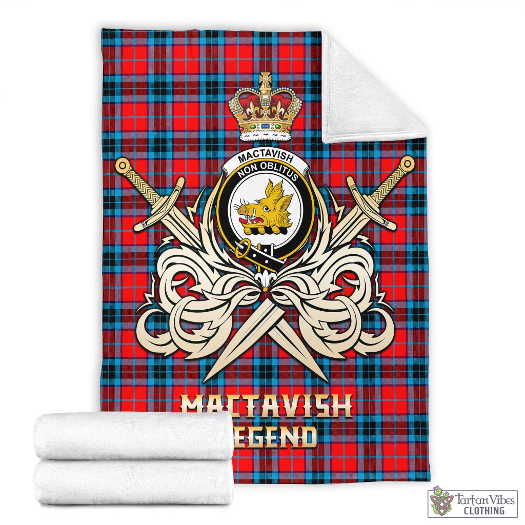 Tartan Vibes Clothing MacTavish Modern Tartan Blanket with Clan Crest and the Golden Sword of Courageous Legacy