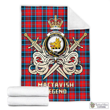 MacTavish (McTavish) Tartan Blanket with Clan Crest and the Golden Sword of Courageous Legacy