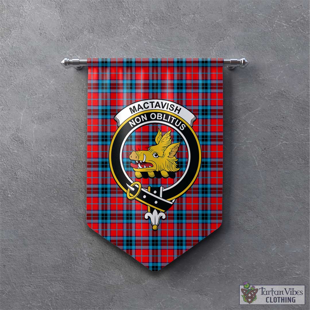 Tartan Vibes Clothing MacTavish Modern Tartan Gonfalon, Tartan Banner with Family Crest