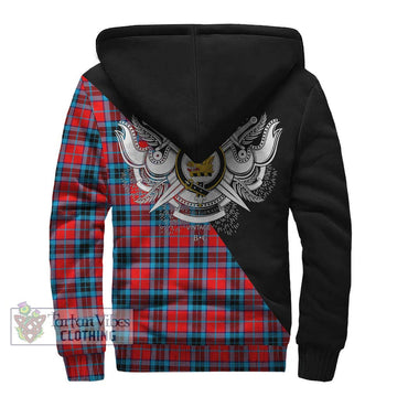 MacTavish (McTavish) Tartan Sherpa Hoodie with Family Crest and Military Logo Style