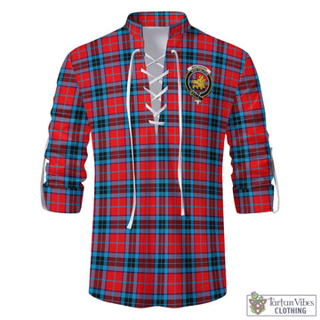 MacTavish (McTavish) Tartan Men's Scottish Traditional Jacobite Ghillie Kilt Shirt with Family Crest