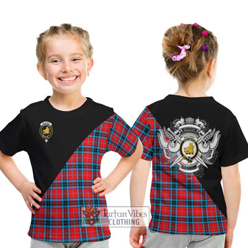 MacTavish (McTavish) Tartan Kid T-Shirt with Family Crest and Military Logo Style