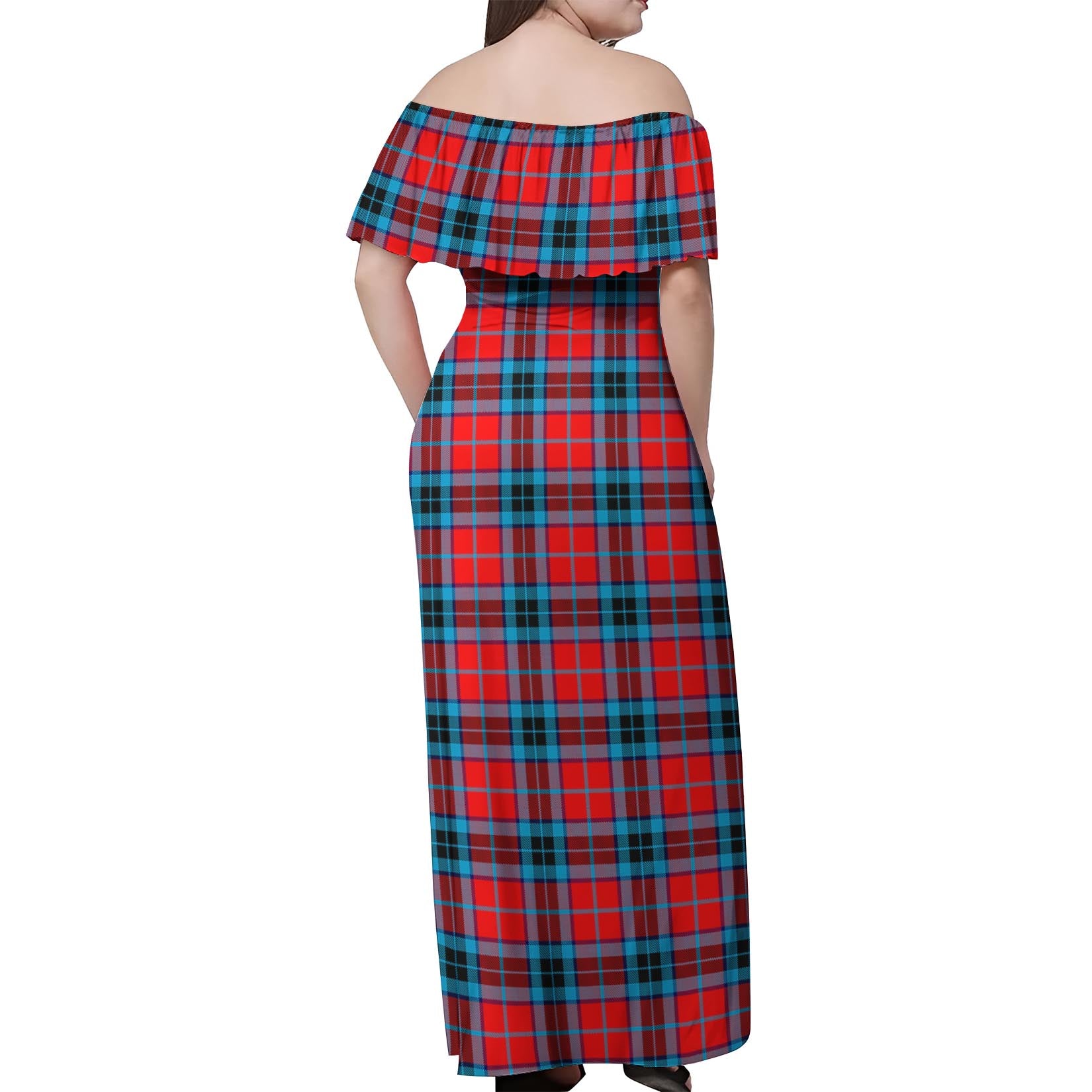 MacTavish Modern Tartan Off Shoulder Long Dress - Tartanvibesclothing