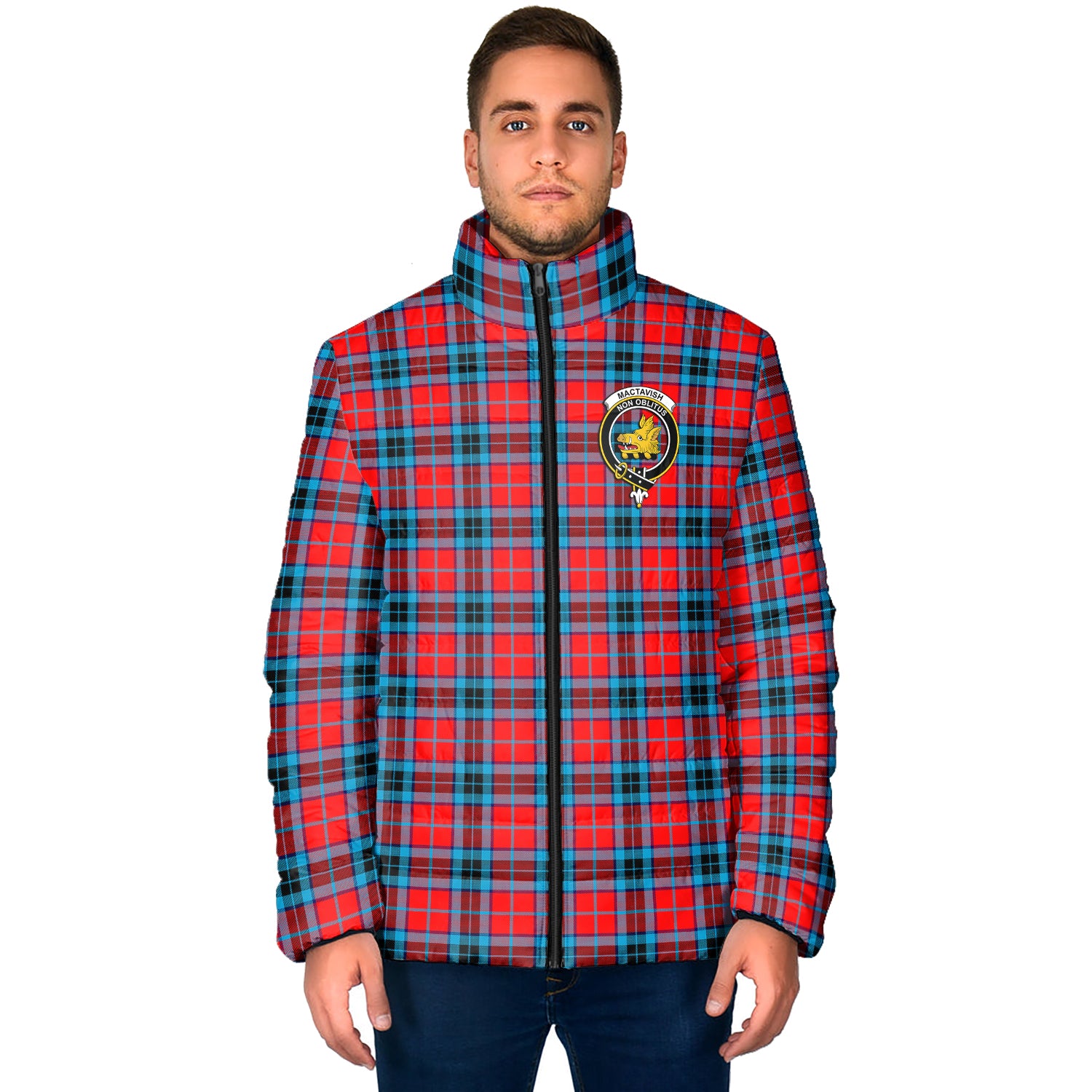 MacTavish (McTavish) Tartan Padded Jacket with Family Crest - Tartan Vibes Clothing