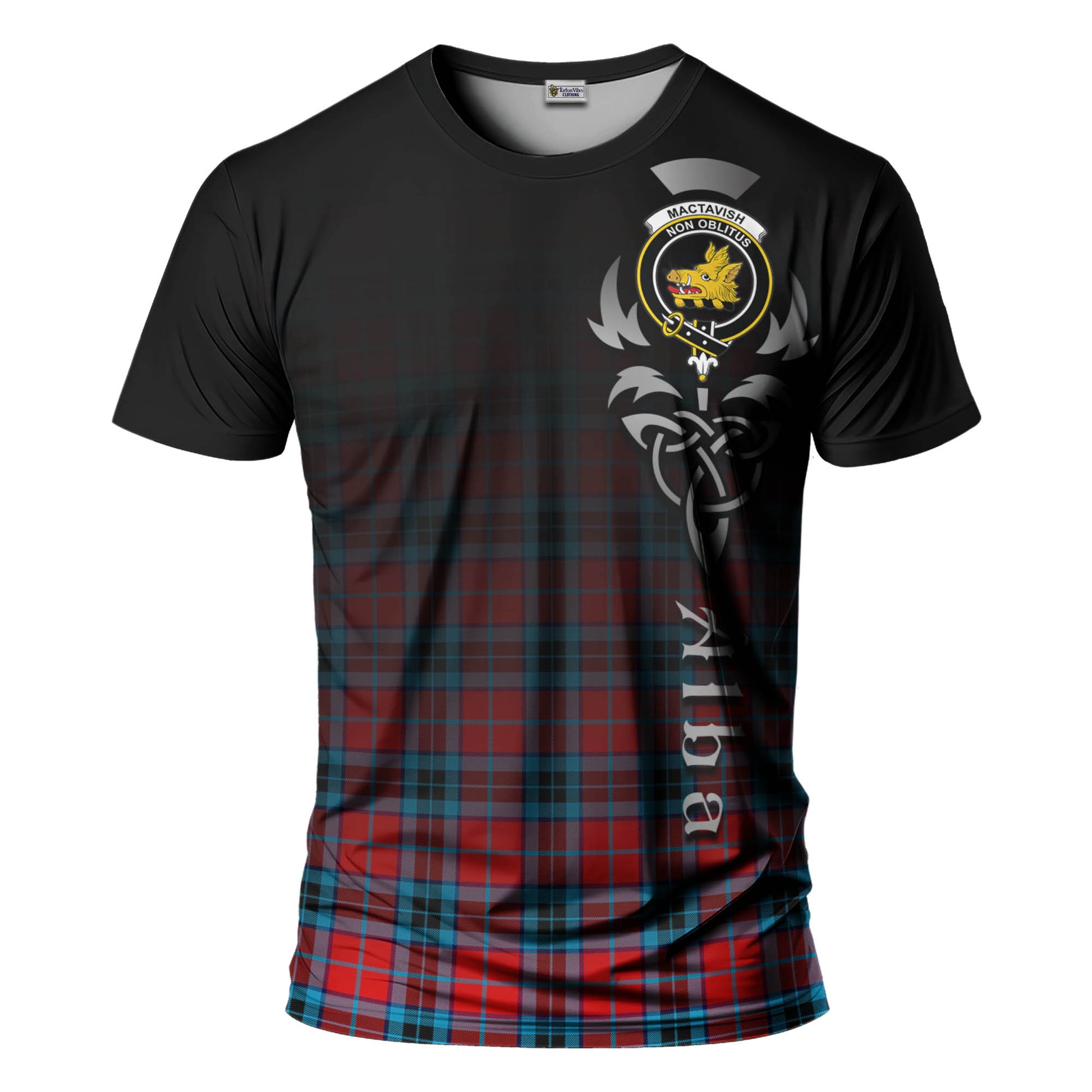 Tartan Vibes Clothing MacTavish Modern Tartan T-Shirt Featuring Alba Gu Brath Family Crest Celtic Inspired