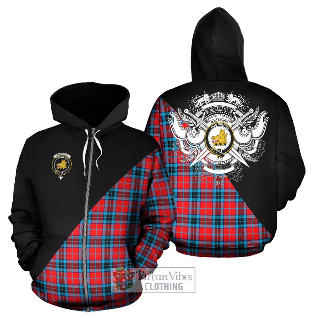 MacTavish (McTavish) Tartan Hoodie with Family Crest and Military Logo Style - Tartanvibesclothing Shop