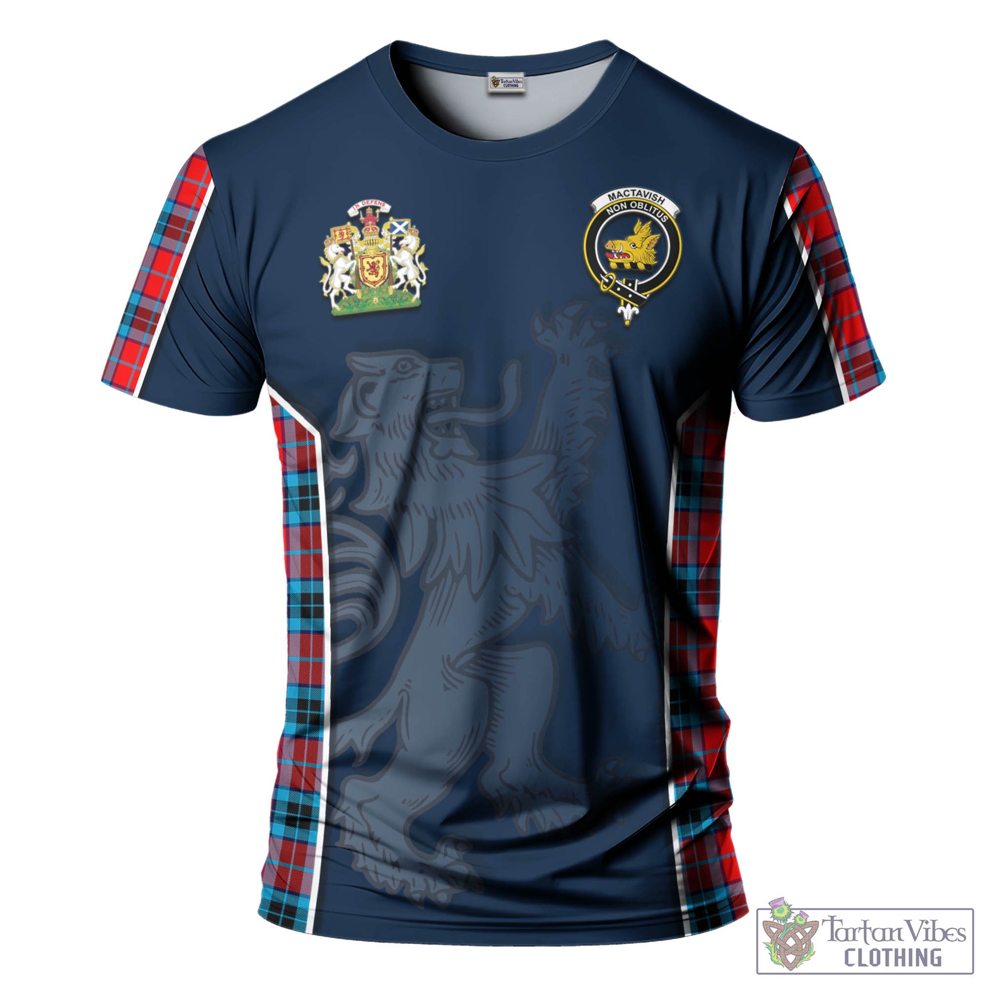 Tartan Vibes Clothing MacTavish Modern Tartan T-Shirt with Family Crest and Lion Rampant Vibes Sport Style