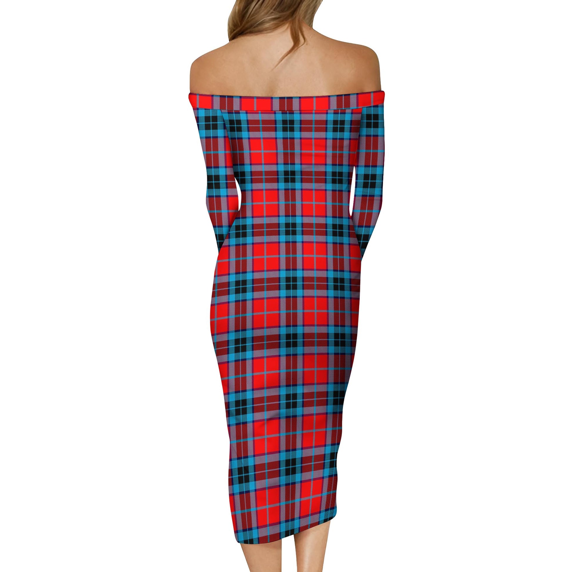 MacTavish Modern Tartan Off Shoulder Lady Dress - Tartanvibesclothing