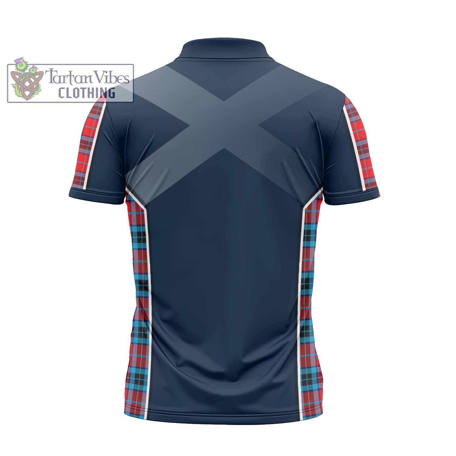 Tartan Vibes Clothing MacTavish Modern Tartan Zipper Polo Shirt with Family Crest and Scottish Thistle Vibes Sport Style