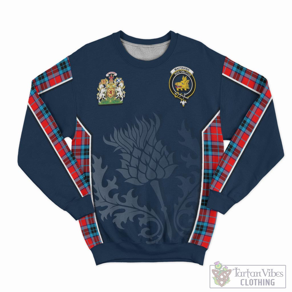 Tartan Vibes Clothing MacTavish Modern Tartan Sweatshirt with Family Crest and Scottish Thistle Vibes Sport Style