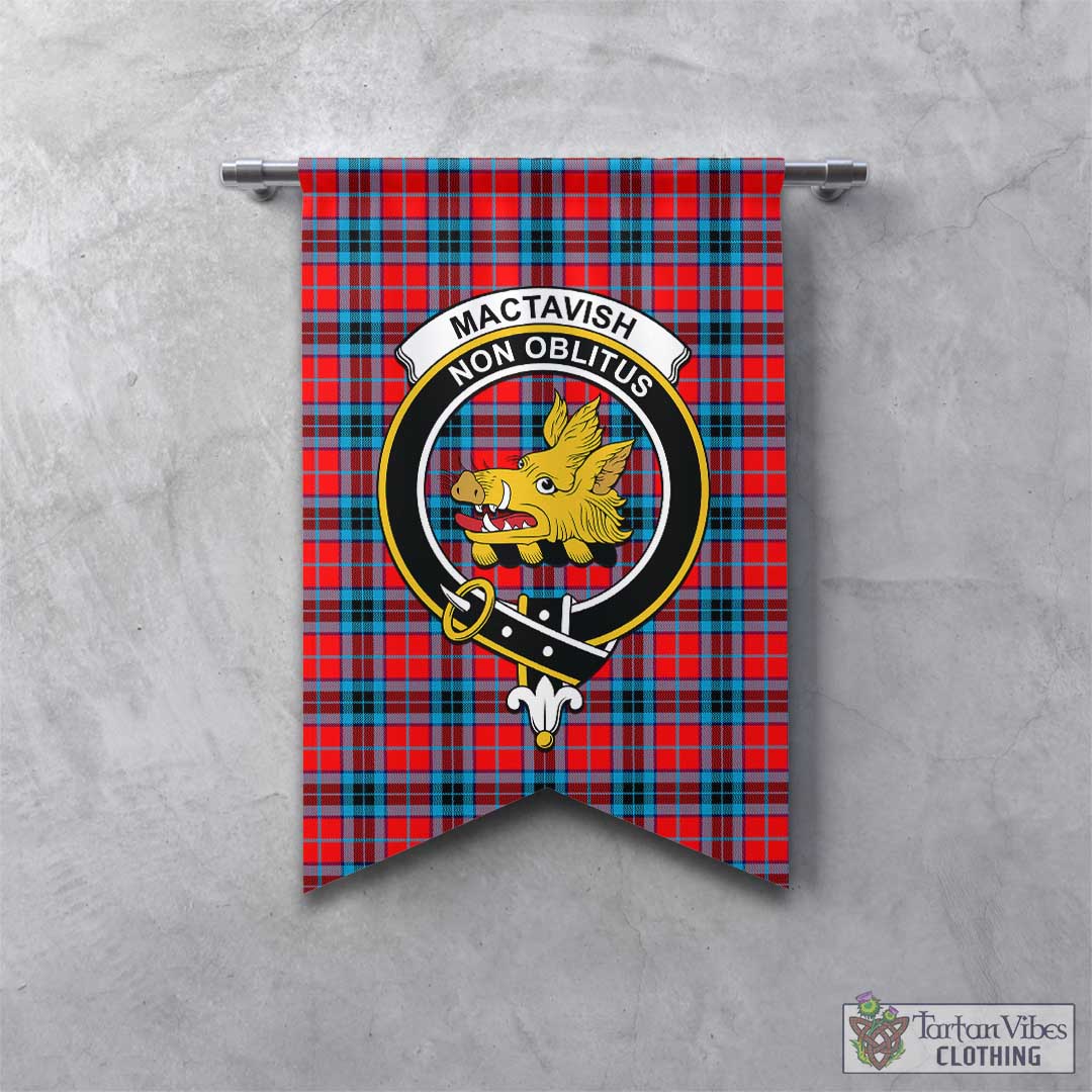 Tartan Vibes Clothing MacTavish Modern Tartan Gonfalon, Tartan Banner with Family Crest