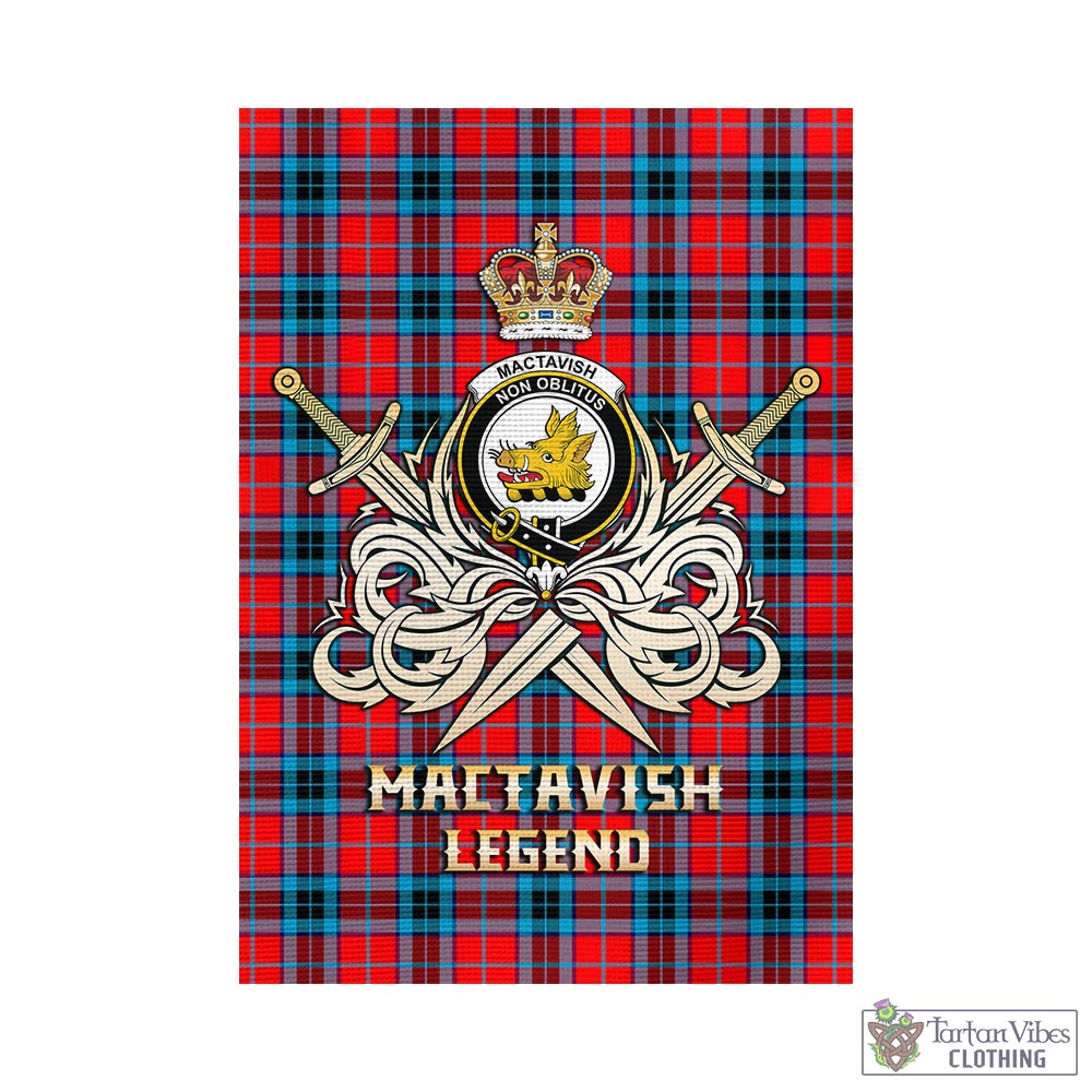 Tartan Vibes Clothing MacTavish Modern Tartan Flag with Clan Crest and the Golden Sword of Courageous Legacy