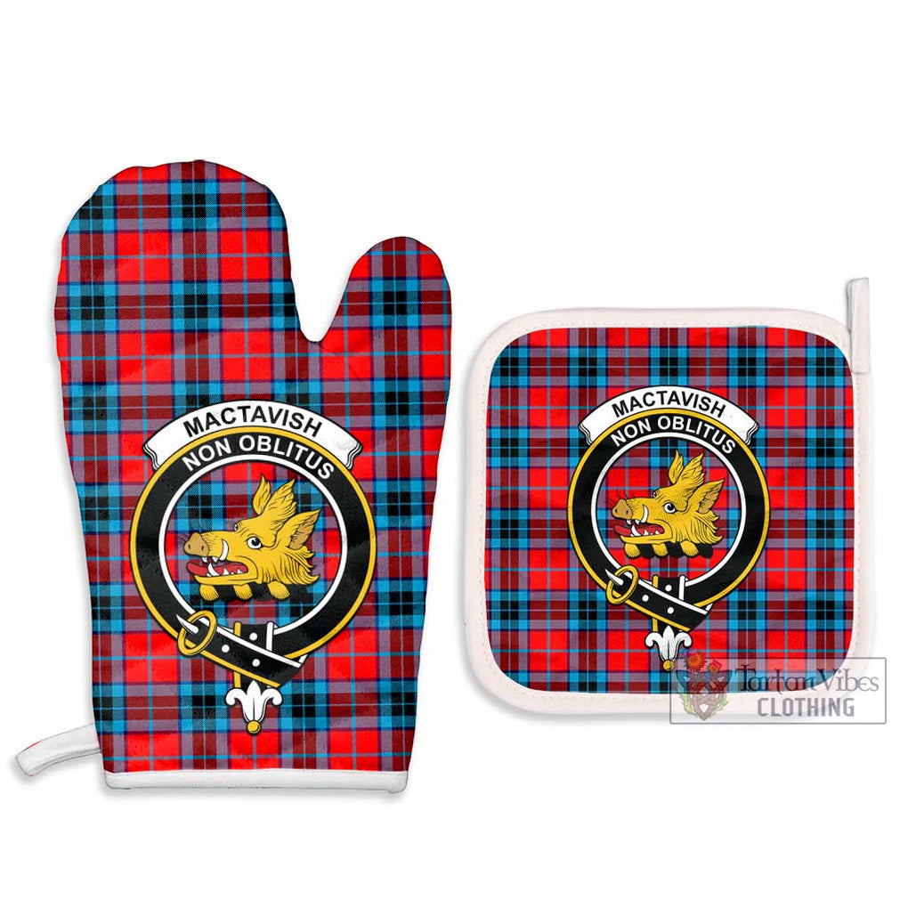 MacTavish (McTavish) Tartan Combo Oven Mitt & Pot-Holder with Family Crest Combo 1 Oven Mitt & 2 Pot-Holder White - Tartan Vibes Clothing