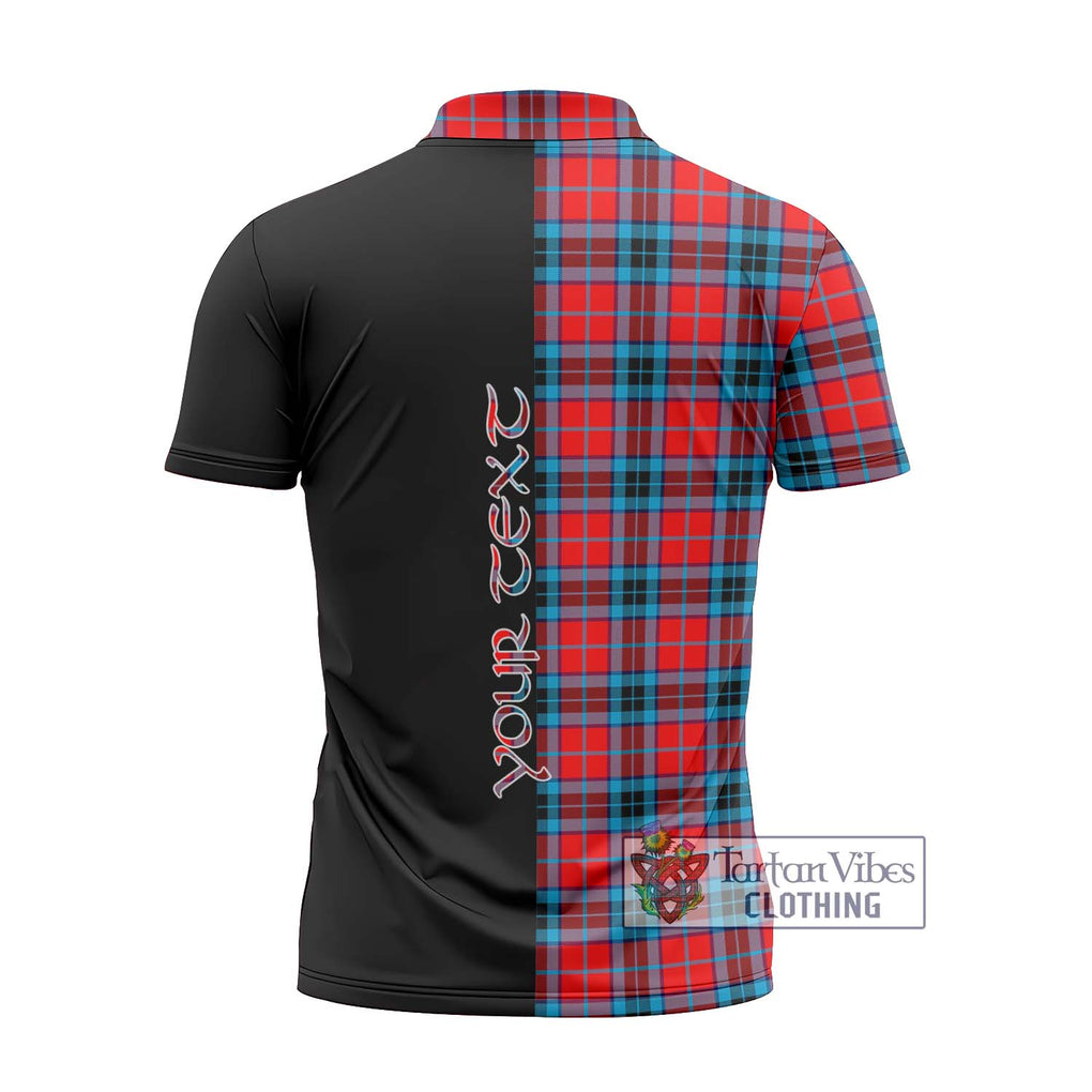 MacTavish (McTavish) Tartan Zipper Polo Shirt with Family Crest and Half Of Me Style - Tartanvibesclothing Shop