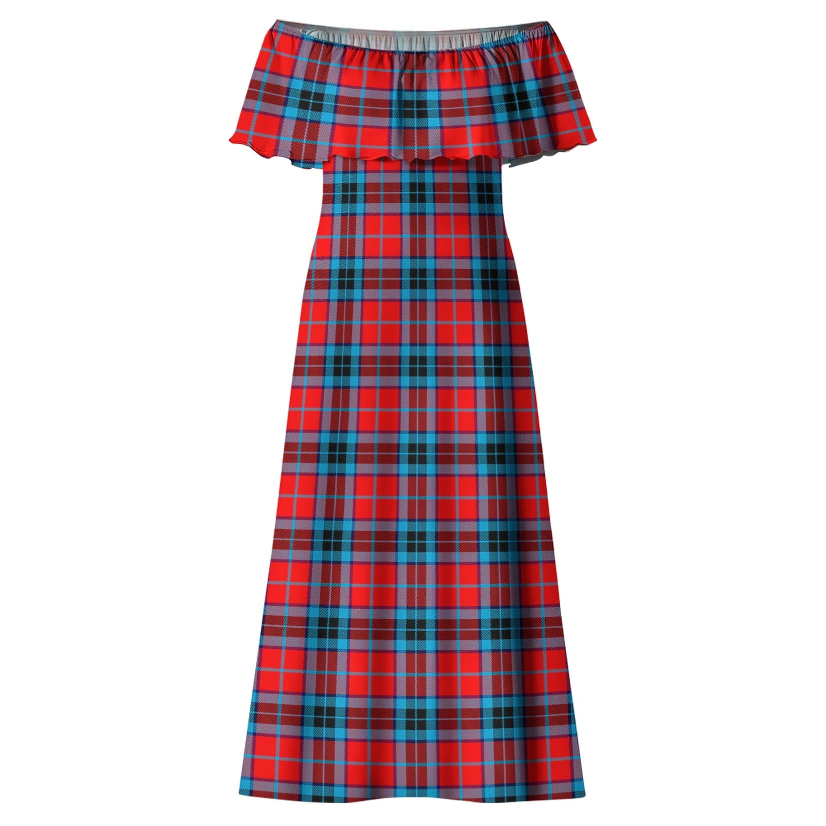 MacTavish Modern Tartan Off Shoulder Long Dress - Tartanvibesclothing