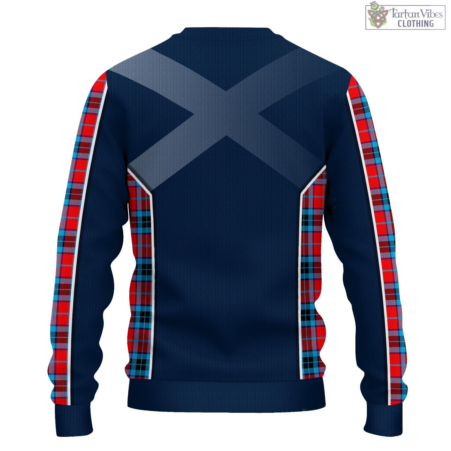 Tartan Vibes Clothing MacTavish Modern Tartan Knitted Sweatshirt with Family Crest and Scottish Thistle Vibes Sport Style