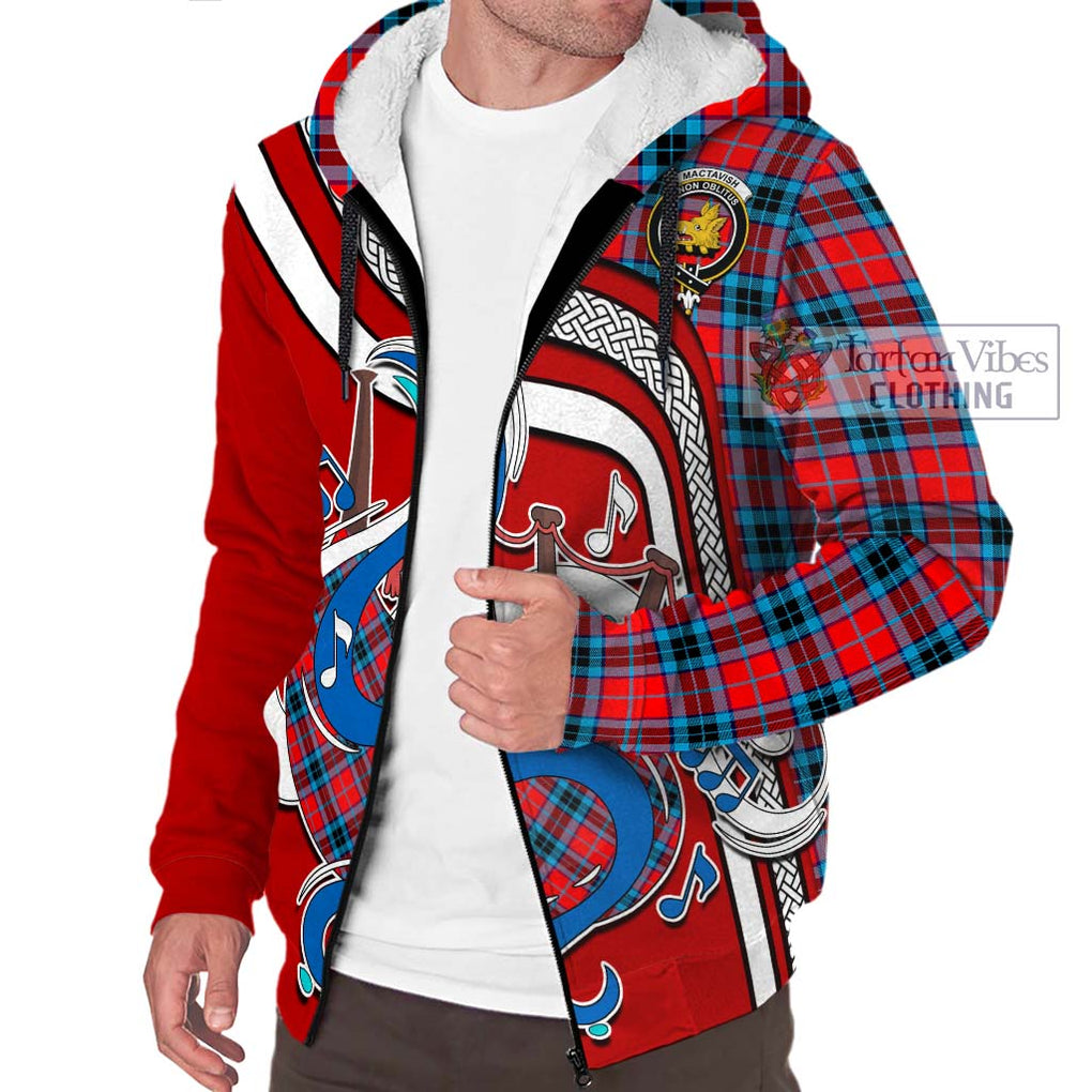 MacTavish (McTavish) Tartan Sherpa Hoodie with Epic Bagpipe Style Unisex - Tartanvibesclothing Shop