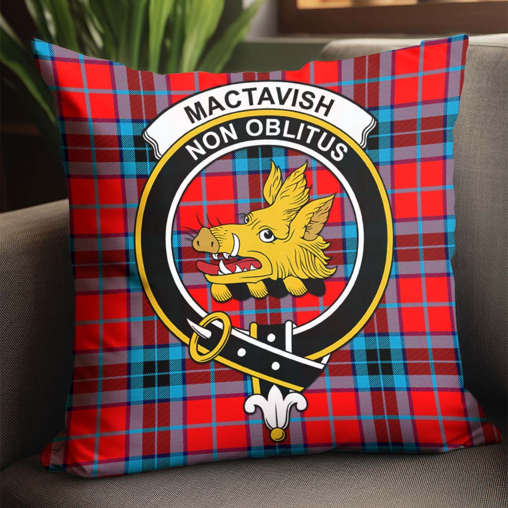 MacTavish Modern Tartan Pillow Cover with Family Crest - Tartanvibesclothing