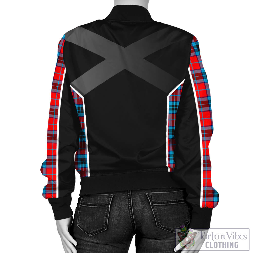 Tartan Vibes Clothing MacTavish Modern Tartan Bomber Jacket with Family Crest and Scottish Thistle Vibes Sport Style