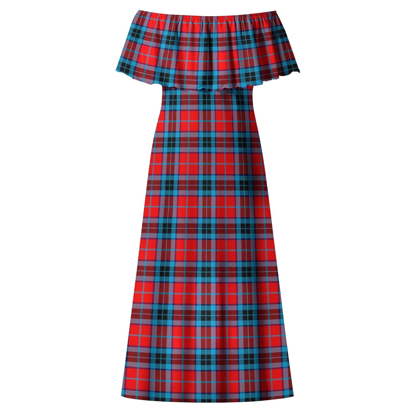 MacTavish Modern Tartan Off Shoulder Long Dress - Tartanvibesclothing