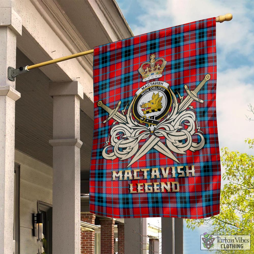 Tartan Vibes Clothing MacTavish Modern Tartan Flag with Clan Crest and the Golden Sword of Courageous Legacy