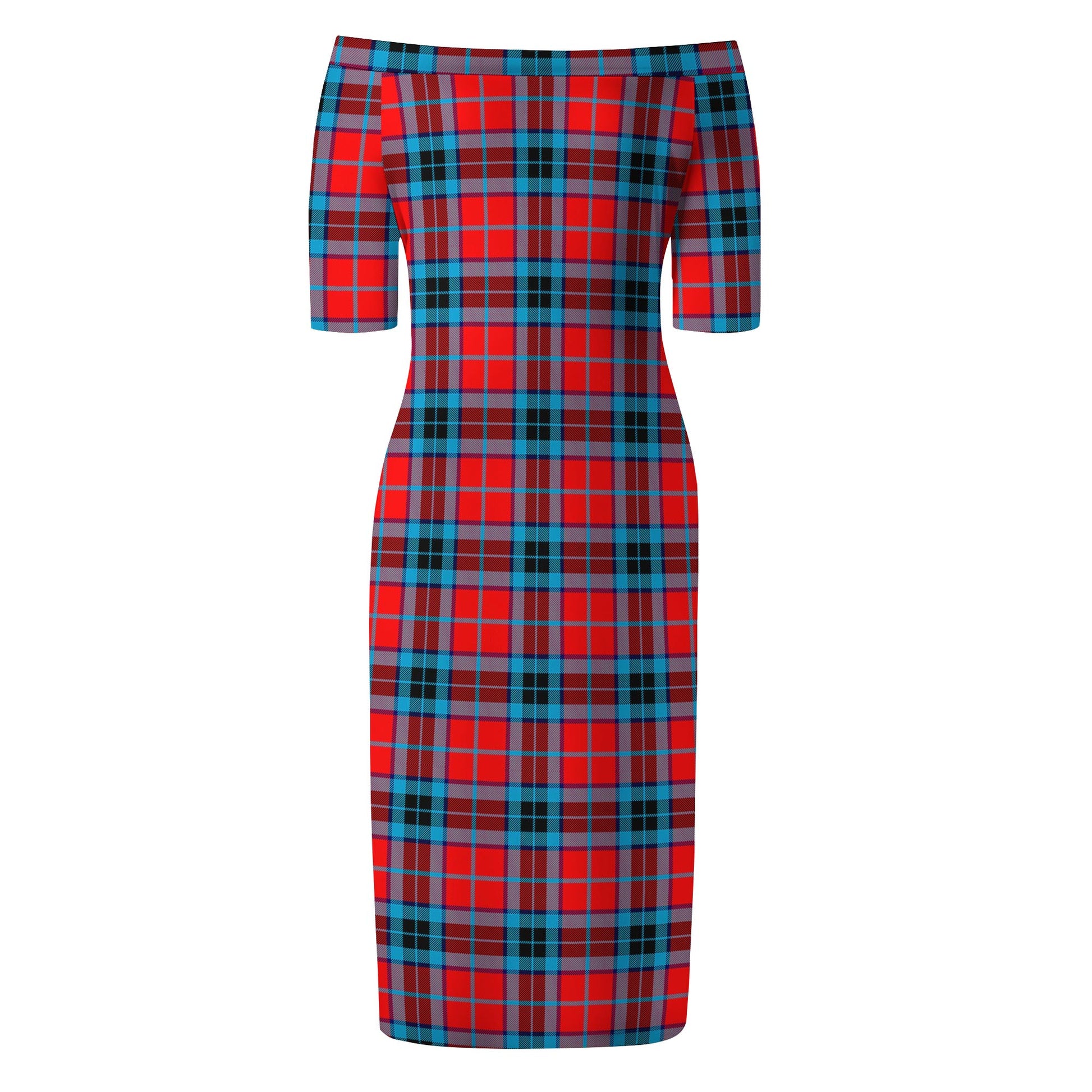 MacTavish Modern Tartan Off Shoulder Lady Dress - Tartanvibesclothing