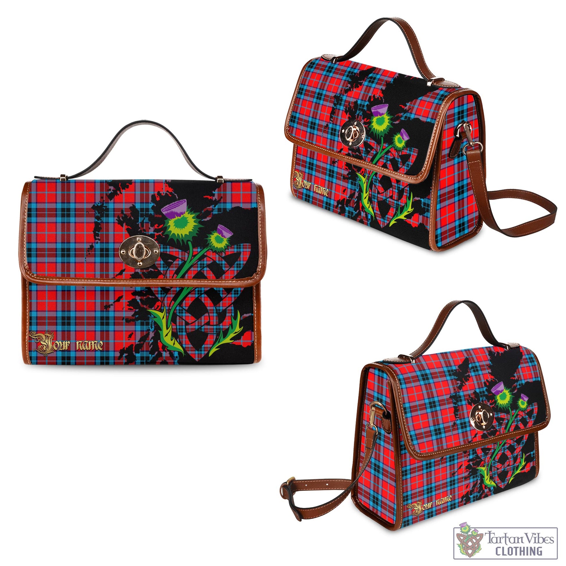 Tartan Vibes Clothing MacTavish Modern Tartan Waterproof Canvas Bag with Scotland Map and Thistle Celtic Accents