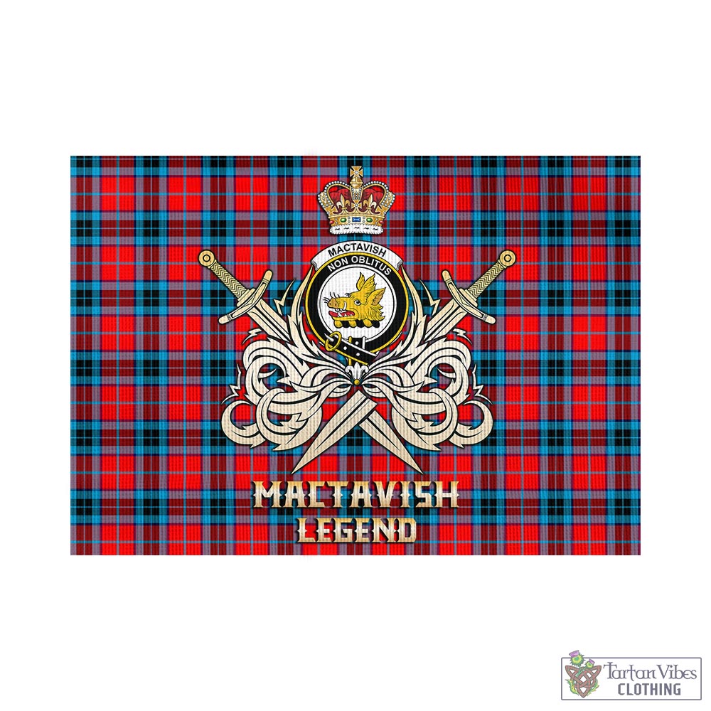 Tartan Vibes Clothing MacTavish Modern Tartan Flag with Clan Crest and the Golden Sword of Courageous Legacy