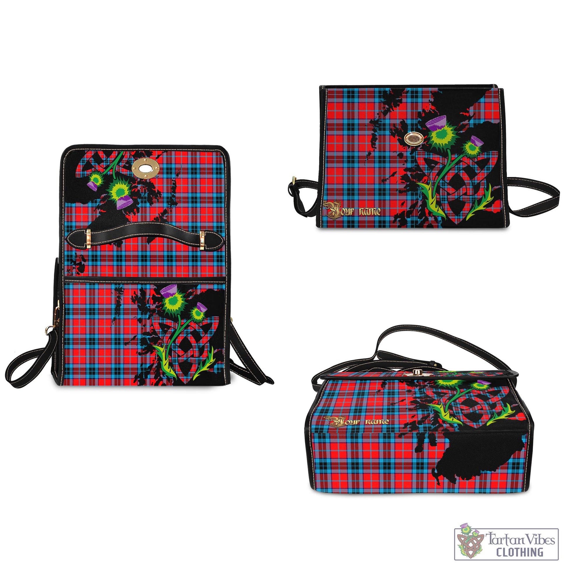 Tartan Vibes Clothing MacTavish Modern Tartan Waterproof Canvas Bag with Scotland Map and Thistle Celtic Accents