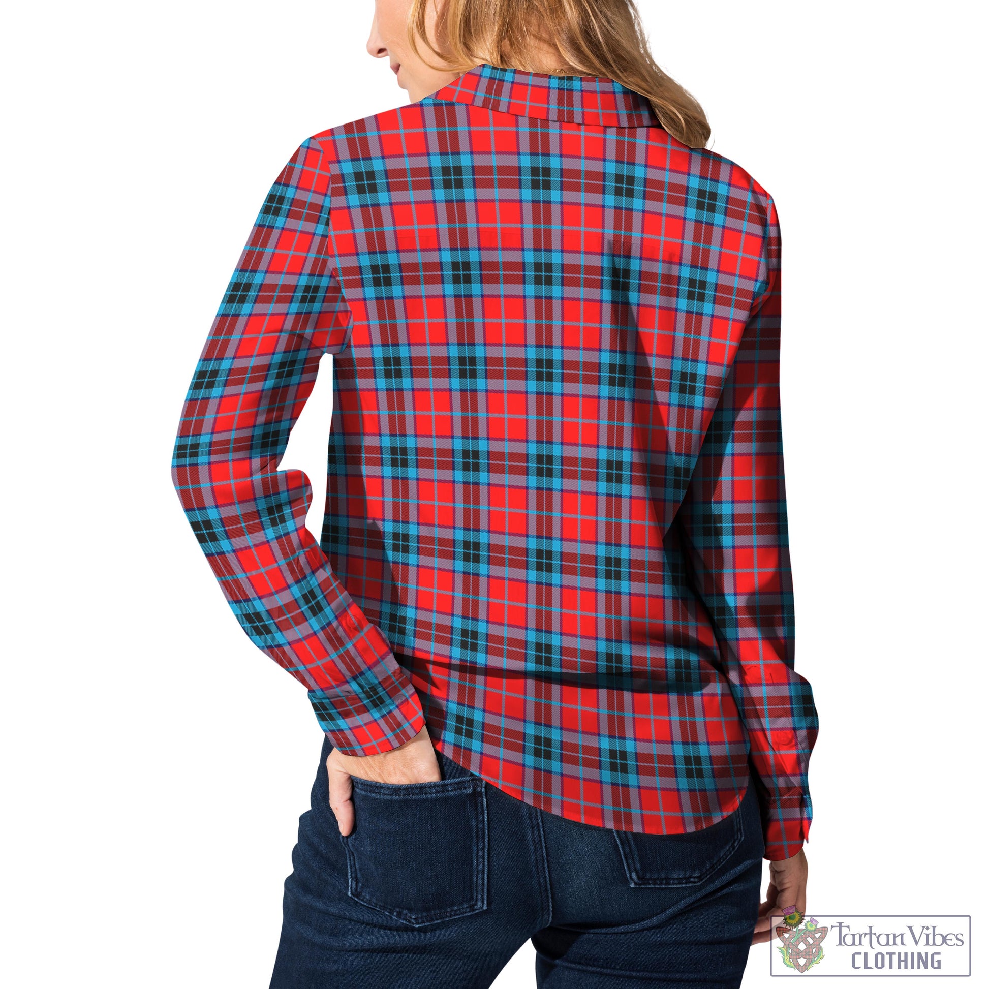 Tartan Vibes Clothing MacTavish Modern Tartan Womens Casual Shirt with Family Crest