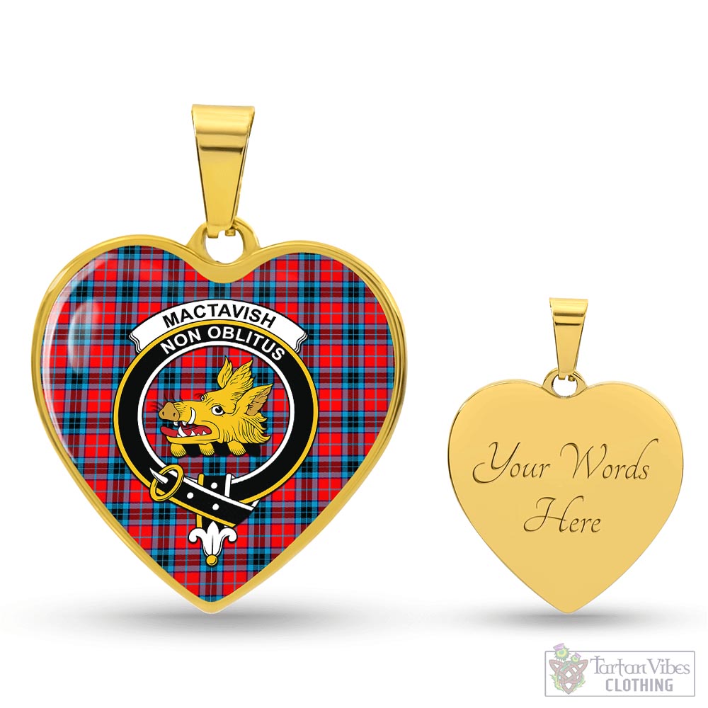 Tartan Vibes Clothing MacTavish Modern Tartan Heart Necklace with Family Crest