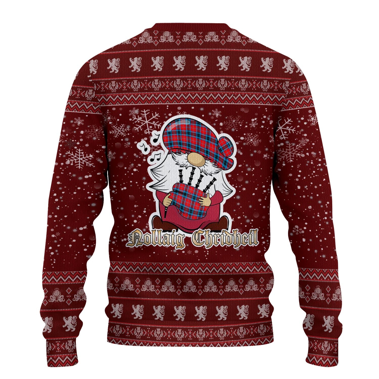 MacTavish Modern Clan Christmas Family Knitted Sweater with Funny Gnome Playing Bagpipes - Tartanvibesclothing