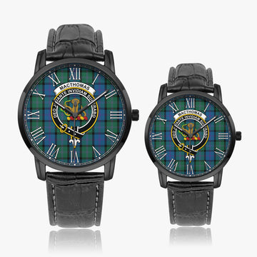 MacThomas (McThomas) Tartan Family Crest Leather Strap Quartz Watch Wide Type - Tartan Vibes Clothing