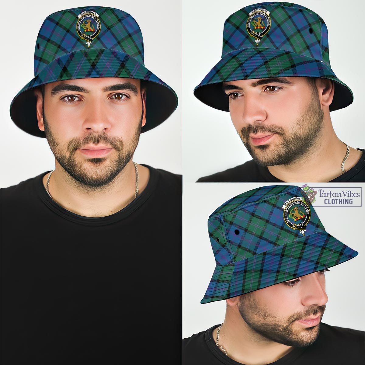 MacThomas (McThomas) Tartan Bucket Hat with Family Crest Bucket Hat One Size - Tartan Vibes Clothing