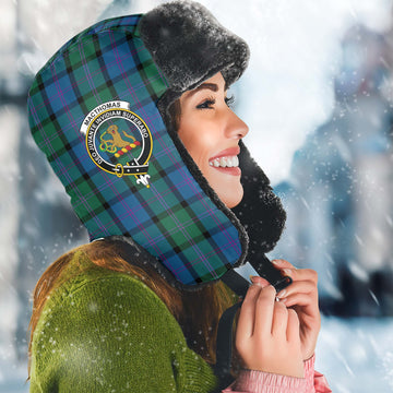 MacThomas (McThomas) Tartan Winter Trapper Hat with Family Crest