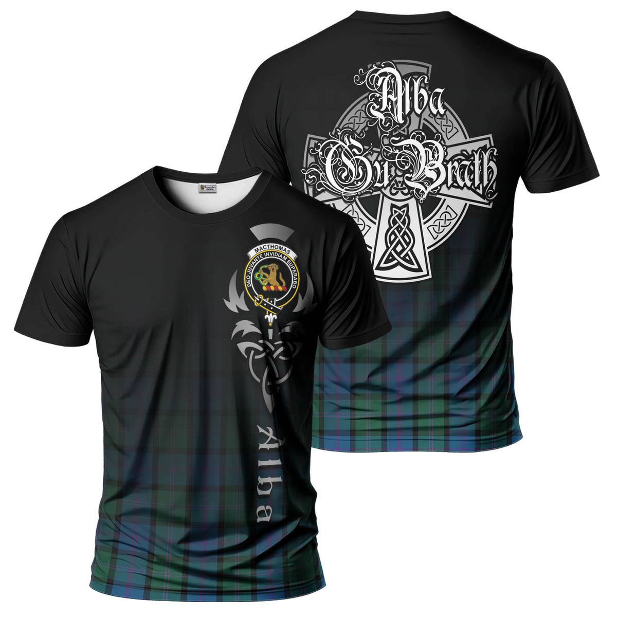 MacThomas (McThomas) Tartan T-Shirt Featuring Alba Gu Brath Family Crest Celtic Inspired - Tartan Vibes Clothing