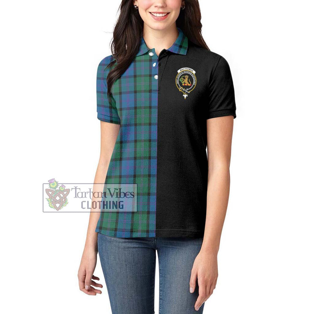 MacThomas (McThomas) Tartan Women's Polo Shirt with Family Crest and Half Of Me Style - Tartanvibesclothing Shop