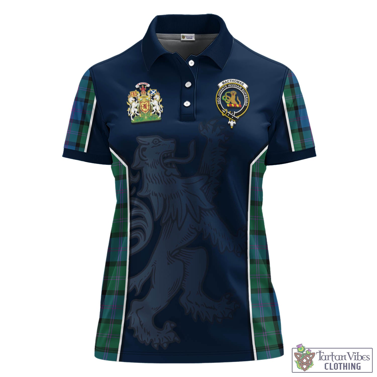 MacThomas (McThomas) Tartan Women's Polo Shirt with Family Crest and Lion Rampant Vibes Sport Style - Tartan Vibes Clothing