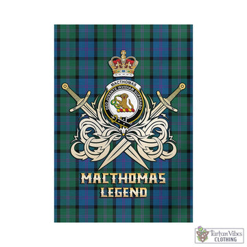 MacThomas (McThomas) Tartan Garden Flag with Clan Crest and the Golden Sword of Courageous Legacy - Tartan Vibes Clothing