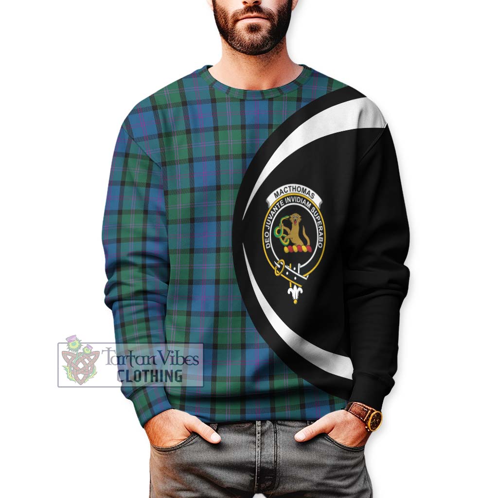 MacThomas (McThomas) Tartan Sweatshirt with Family Crest Circle Style - Tartan Vibes Clothing