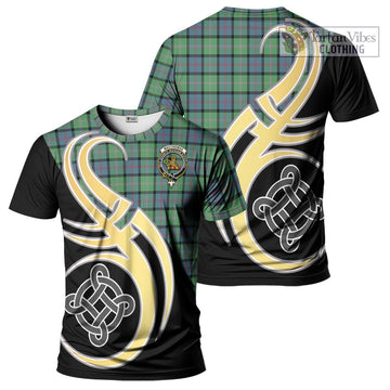 MacThomas Ancient Tartan T-Shirt with Family Crest and Celtic Symbol Style